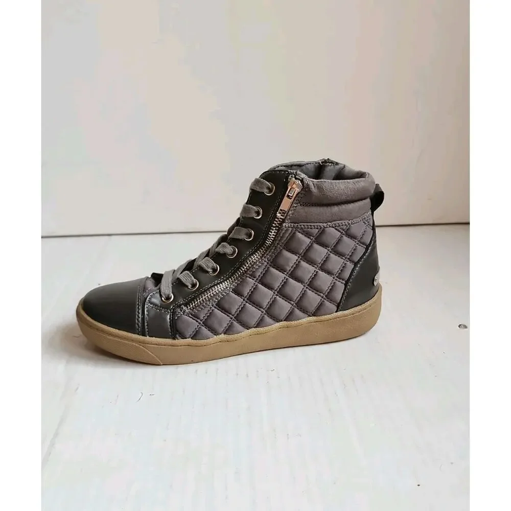 Juicy Couture Women's Size 8 Vareen Grey Quilted High-Top Sneakers Side Zip Y2K